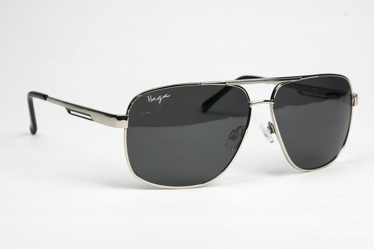 Haga Eyewear Zonnebril Denver - Zilverkleurig - Heren - Gepolariseerde Glazen - 100% UV-A en UV-B Bescherming - Inclusief Microvezel Pouch