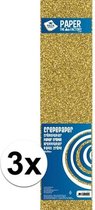 3x Crepe alu papier plat glitter goud 150 x 50 cm - Knutselen met papier - Knutselspullen