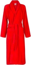 Unisex badjas rood- velours katoen - rode saunabadjas sjaalkraag - maat L/XL