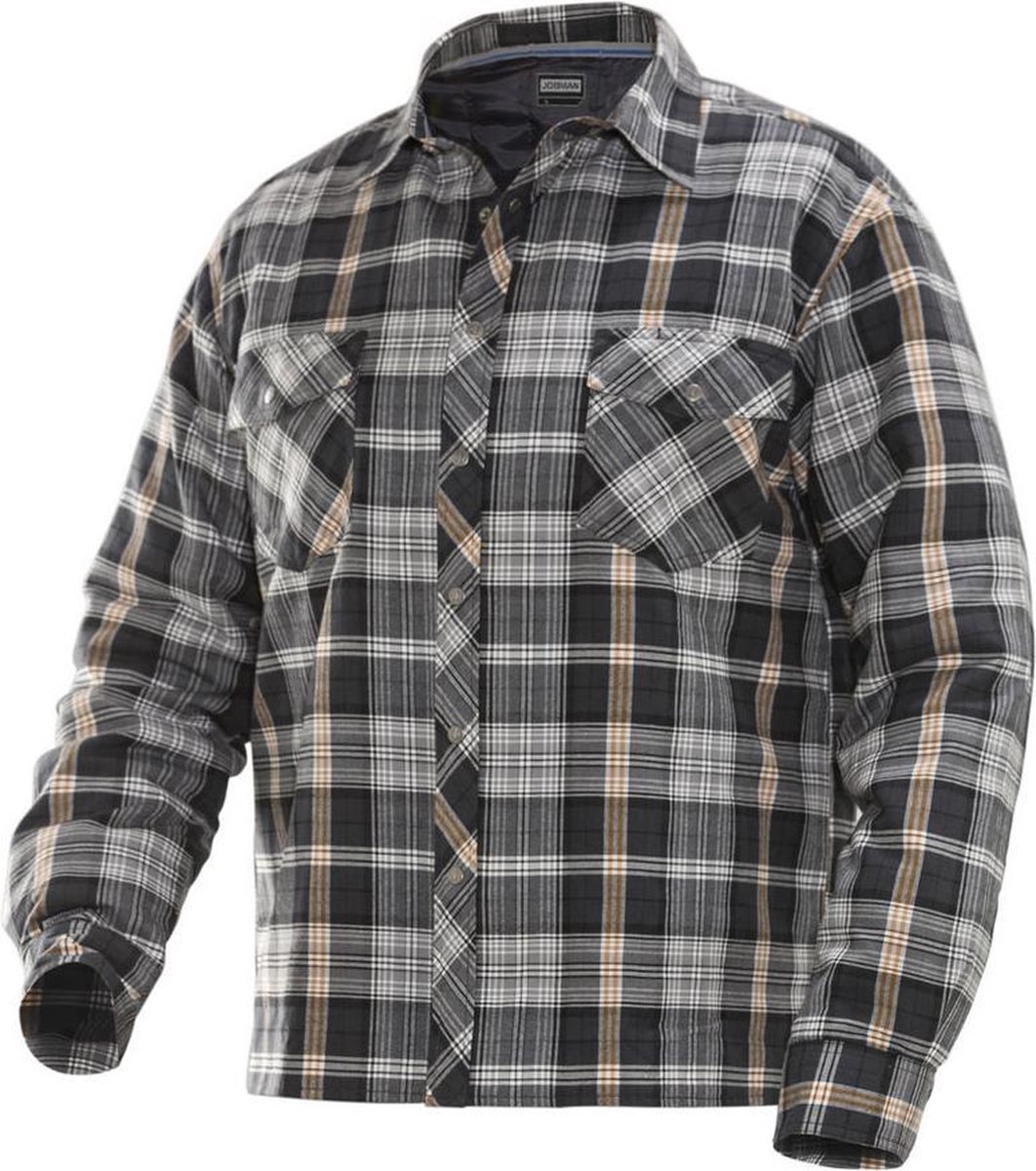 Jobman 5157 Flannel Shirt Lined 65515701 - Grijs/Oranje - XXL