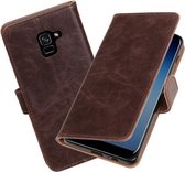 BestCases - Samsung Galaxy A8 Plus 2018 - A730F Pull-Up booktype hoesje mocca