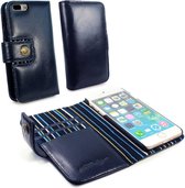 Alston Craig Echt Leren Magnetische Portemonnee Hoesje met RFID Bescherming Iphone 7 Plus en Iphone 8 Plus - Blauw