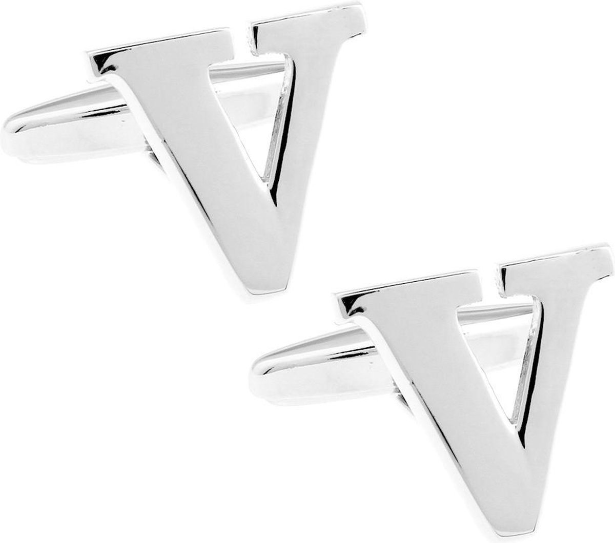 Amanto Manchetknopen Letter V - 316L Staal - Alfabet - ∅16mm