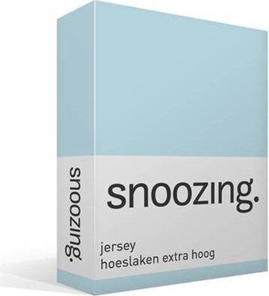 Snoozing Jersey - Hoeslaken Extra Hoog - 100% gebreide katoen - 70x200 cm - Hemel