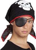 12 stuks: Bandana Piraat Thomas met ooglapje - Zwart