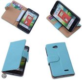 PU Leder Turquoise Hoesje LG L70 Book/Wallet Case/Cover