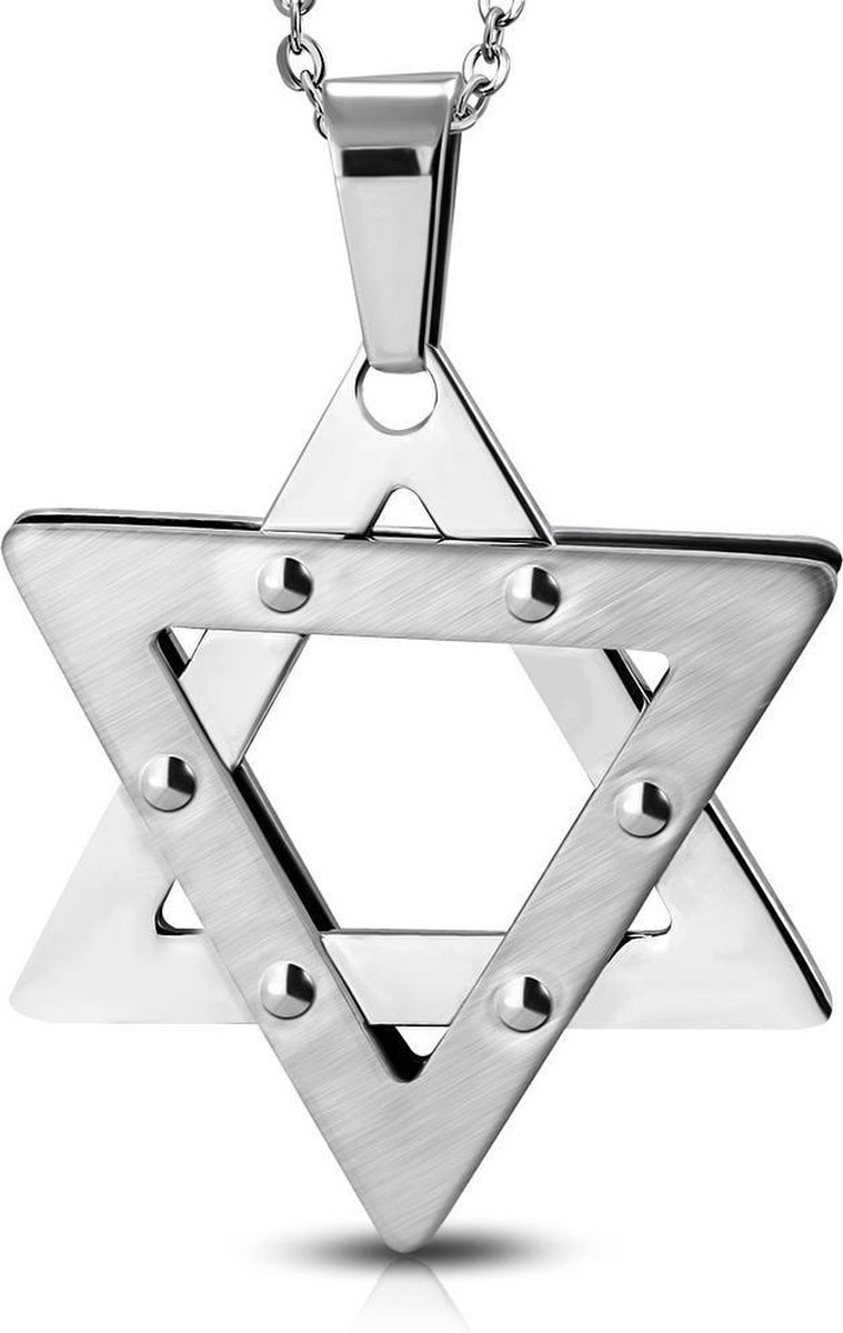 Amanto Ketting Aliben - 316L Staal - Davidster - 43x38mm - 60cm