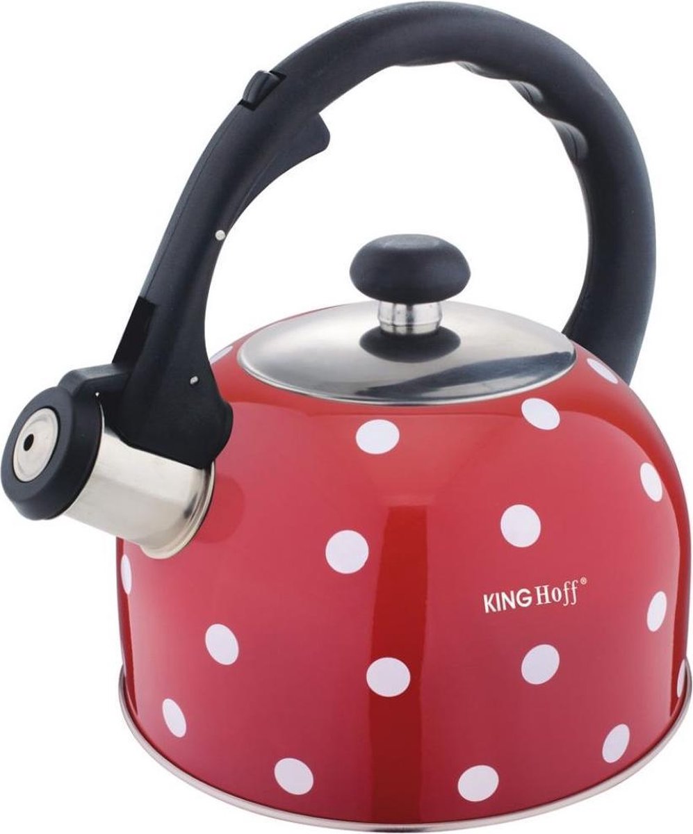 Bol.com Kinghoff Fluitketel rood stippel - 2,6 l aanbieding