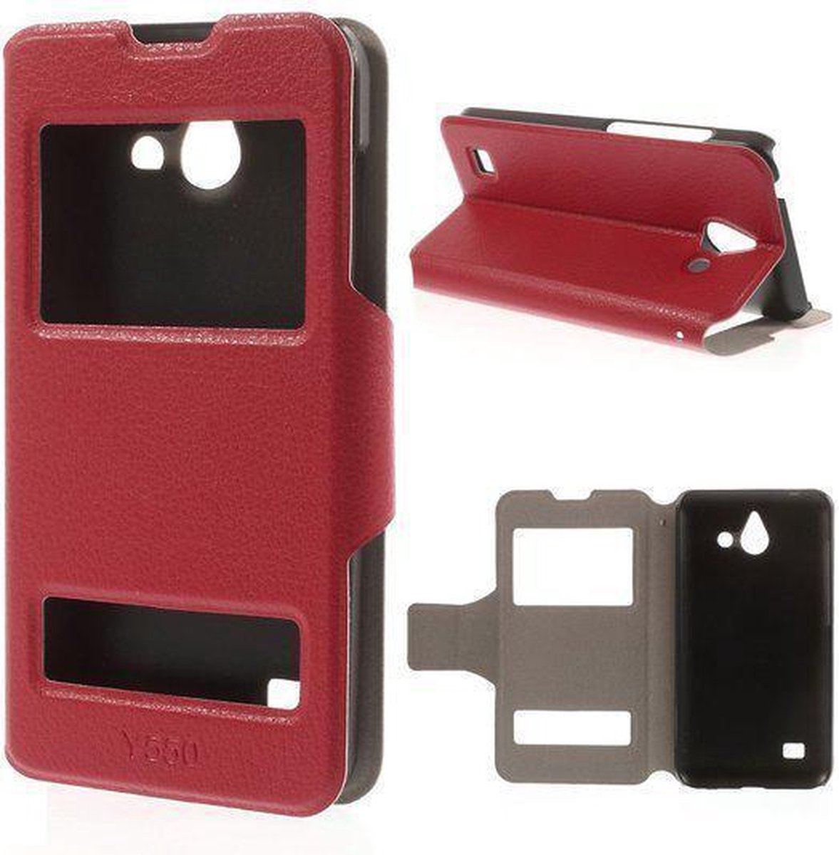 Huawei Ascend Y550 view cover wallet rood hoesje | bol.com
