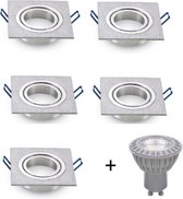 LED inbouwspot - GU10 dimbaar  | Zilver (set van 5 stuks)