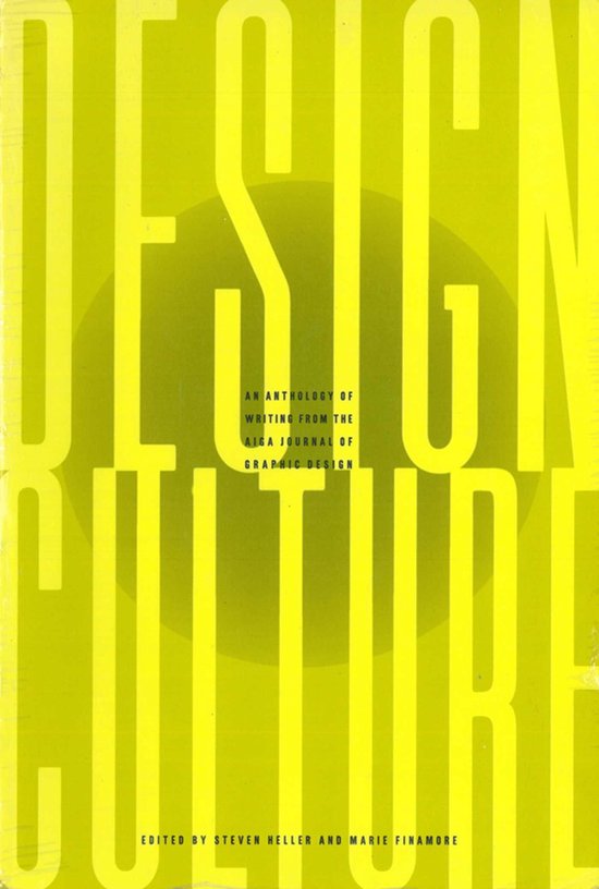 Boek 'Design Culture' met grote gele letters op een felgroene achtergrond.