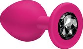 Lola Toys - Emotions - Buttplug met Diamant - Anaal - Siliconen - Maat S - 27mm - Roze met Zwarte Diamant