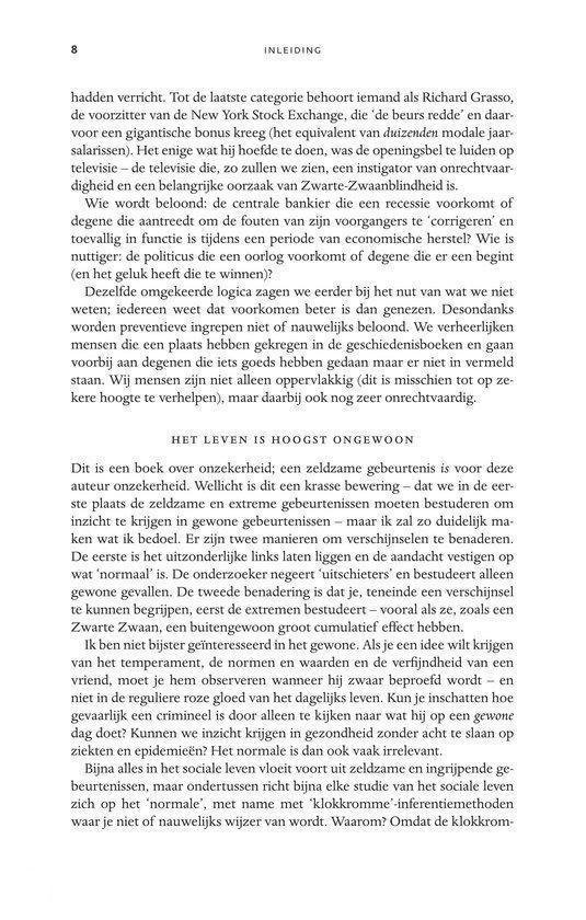 Boekpagina met tekst over 'De zwarte zwaan'.