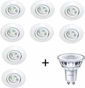 Philips LED inbouwspot - GU10  dimbaar | Wit (set van 8 stuks)