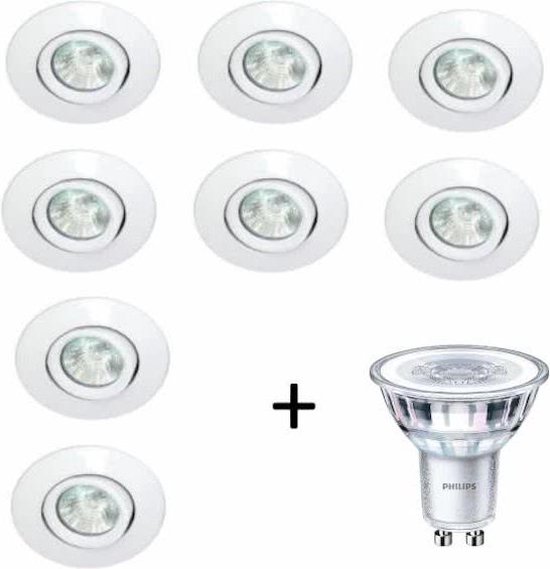 Vooruit Induceren Beraadslagen Philips LED inbouwspot - GU10 dimbaar | Wit (set van 8 stuks) | bol.com