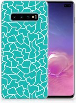 Geschikt voor Samsung Galaxy S10 Plus TPU Hoesje Design Cracks Blue