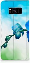 Bookcase Geschikt voor Samsung S8 Design Orchidee Blauw