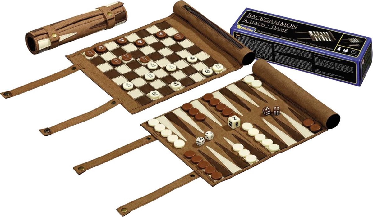 Philos backgammon échecs jeu de barrage - enroulable - jeu de voyage | Jeux  | bol.com