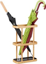 Relaxdays paraplubak bamboe - houten bak voor paraplu's - wandelstokhouder  - rond naturel | bol.com