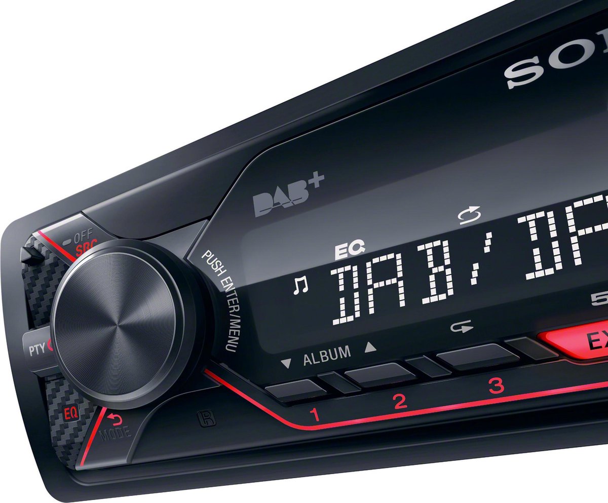 Sony Single Din Car Radio with DAB 4 Channels, AUX, USB, Black, DSX-A310DA