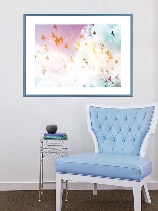 Homedecoration Almelo - Cadre photo - Format photo - 58 x 100 cm - Bleu acier