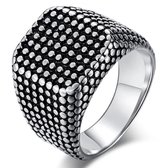 Titanium Zegelring heren Zilverkleurig Zwart-19mm