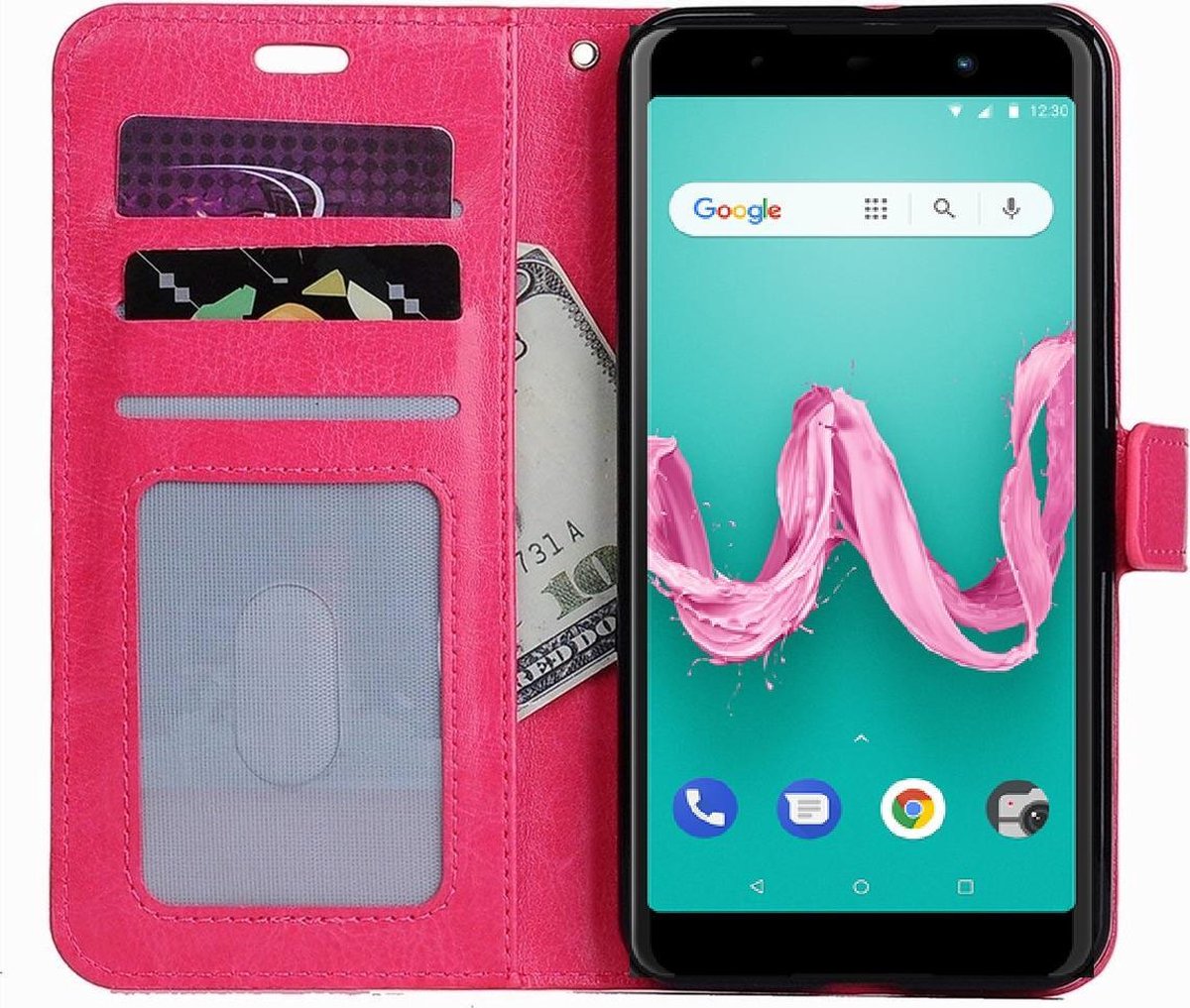 Wiko Lenny 5 portemonnee hoesje - Roze