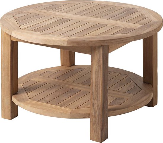 Rond - ronde lounge - bijzettafel teak -tafel - - 80 cm - Brulo | bol.com