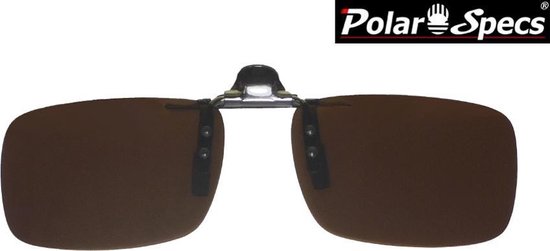 Polar Specs® 33x119 mm. Aluminium Opklapbare Voorhanger – Clip on Zonnebril – Brilclip – Voorzetbril – Polarized Brown – Unisex