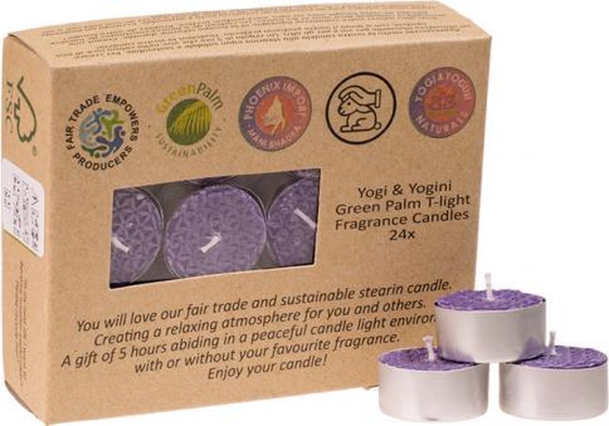 Goedkoopste Theelichtjes stearine lavendel (4x2 cm) Fair Trade - 24 stuks
