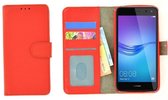 Fashion rood wallet bookcase hoesje Huawei Y6 2017