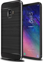 Hoesje geschikt voor Samsung Galaxy A6 (2018) - Geborsteld Siliconen TPU - Zwart Rugged Armor - Case van iCall