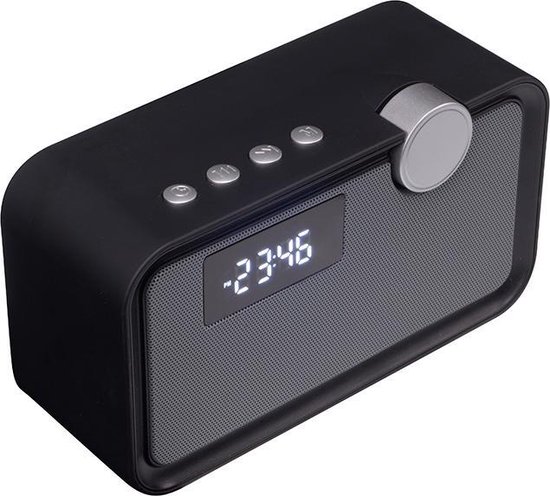 Réveil Enceinte Bluetooth Radio FM Haut-Parleur Double USB Noir