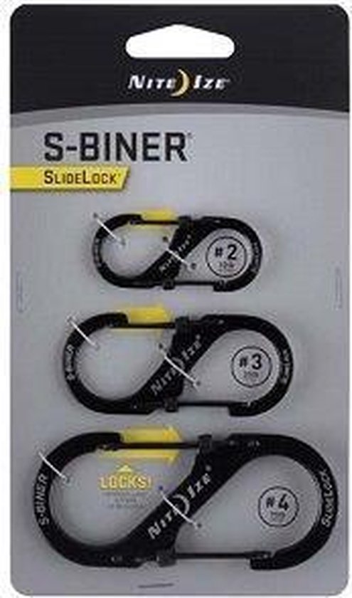 6-Pack of 3 Nite Ize S-Biner SlideLock Black Stainless Steel Locking #2#3#4 