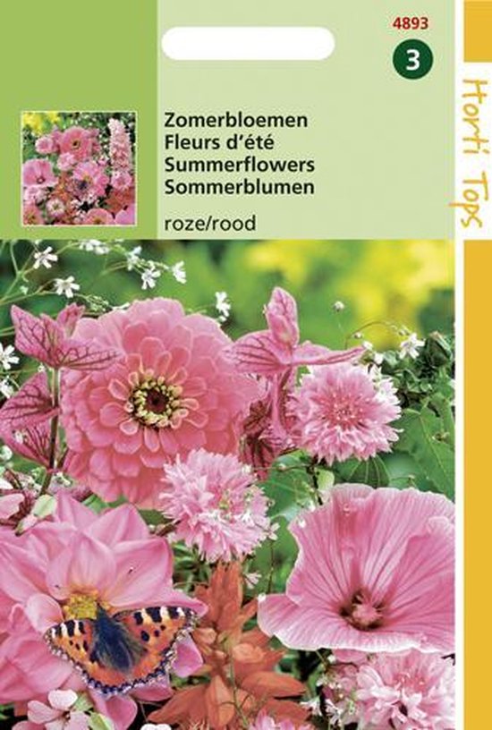 Foto: Hortitops zaden zomerbloemen rose rode tinten