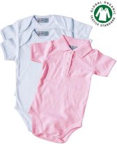 Link Kidswear Meisjes 3-pack Romper GOTS - Wit En Babyroze - Maat 62/68
