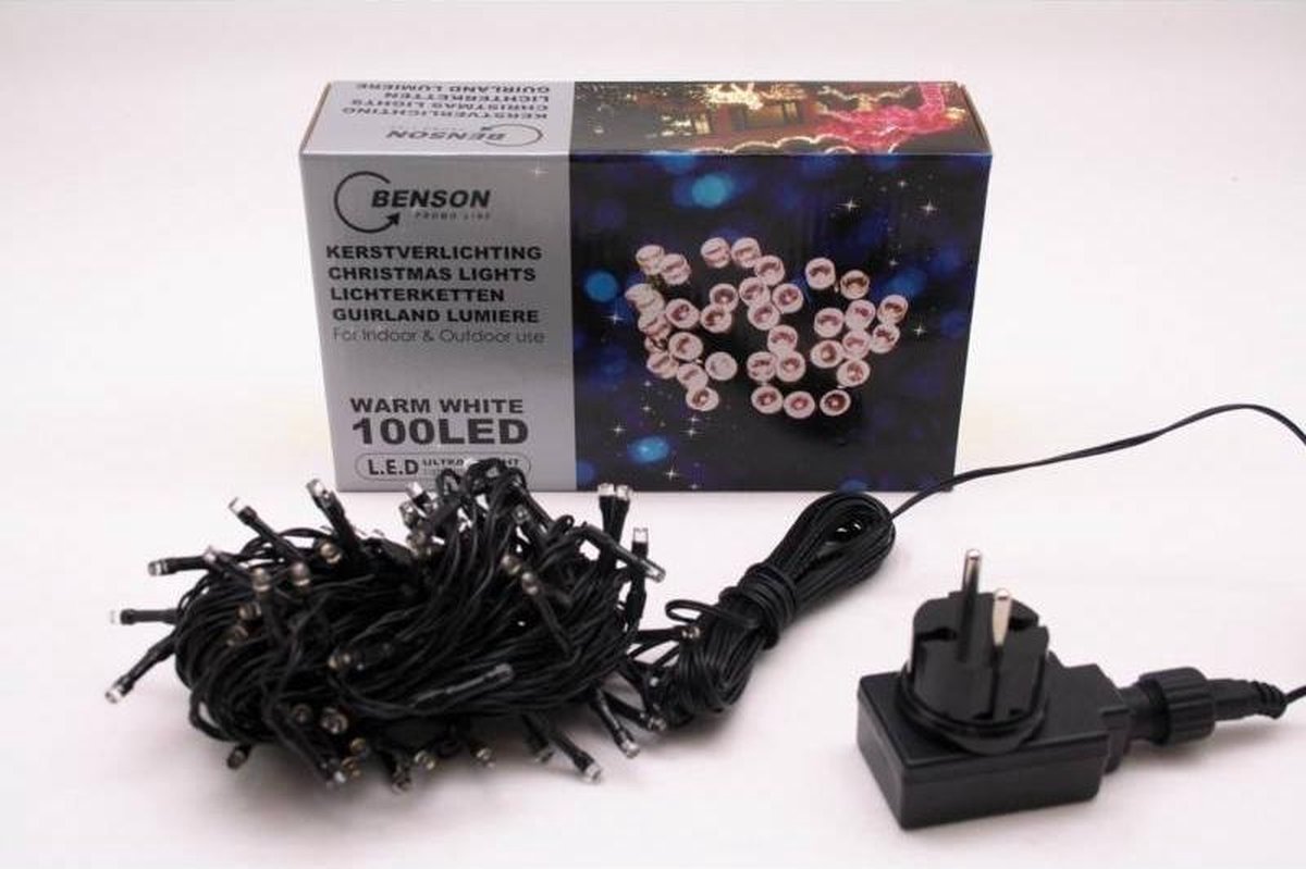 Hofftech 12 Meter Kerstverlichting Stekker Binnen / Buiten 100 LED Warm