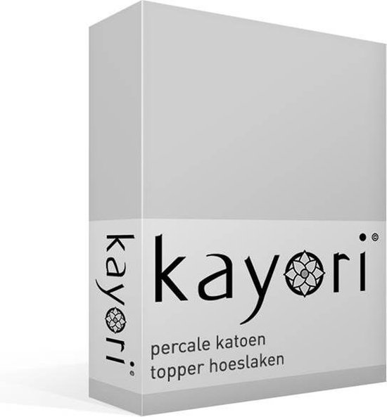 Kayori Shizu - Percale katoen - Topper - Hoeslaken - Lits-jumeaux - 180x210/220 cm - Zilvergrijs