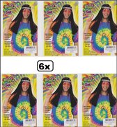 6x Hippieset bril/hoofdband/peaceketting