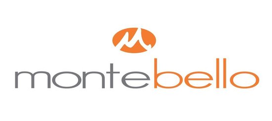 Logo Montebello avec un ovale orange et un "M" blanc.