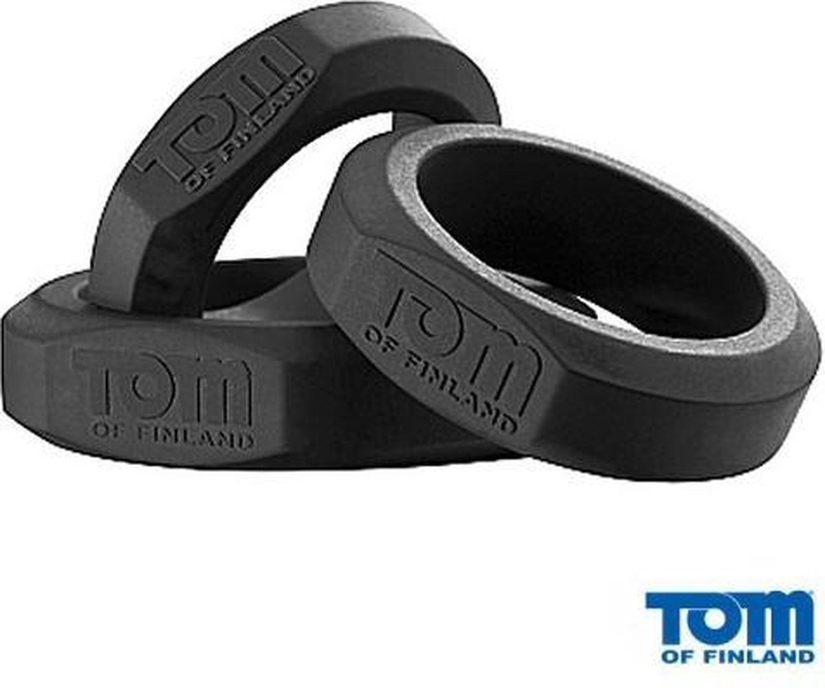 Goedkoopste XR Brands - Tom of Finland - 3 Piece Silicone Cock Ring Set - Black