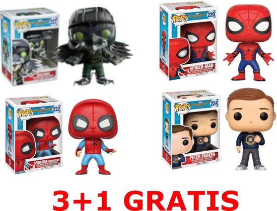 Blanco Geometrie dutje Funko POP! - Spiderman Pack 3+1 gratis! | Vulture | Peter Parker | Homemade  suit | bol