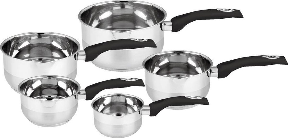 Volkskuchen Steelpannenset 5 delig-RVS/ZWART