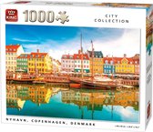 King Puzzle 1000 pièces (68 x 49 cm) - Nyhavn Copenhague Danemark - Jigsaw Puzzle Cities - Adultes