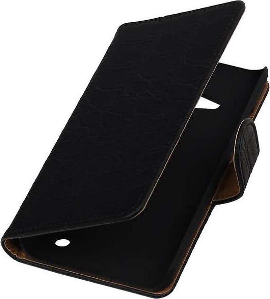 Croco Bookstyle Wallet Case Hoesjes Geschikt voor Microsoft Lumia 550 Zwart