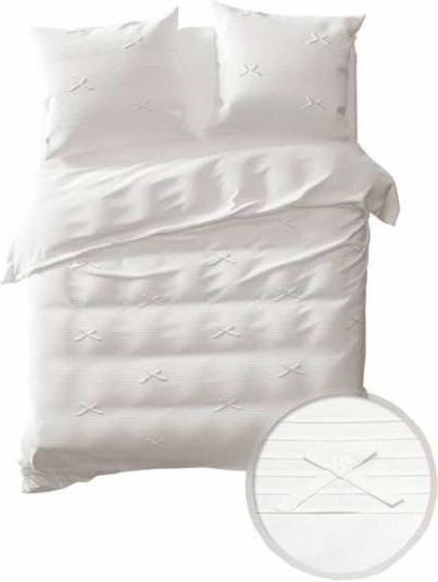 Heckett & Lane Dekbedovertrek Harper - Eenpersoons - 140x200/220 cm - White