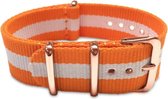 Max Horlogeband 5 NTS030 Nato Horlogeband - Ø20 mm - Oranje / Wit / Rosékleurig