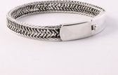 Gevlochten zilveren armband met kliksluiting - pols 18 cm