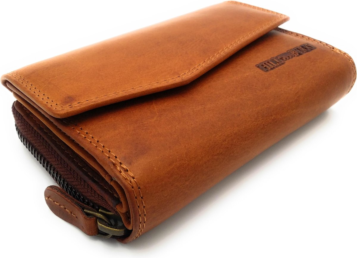 Hill Burry - VL77703 - 13092 - leder- rits portemonnee – bruin / cognac