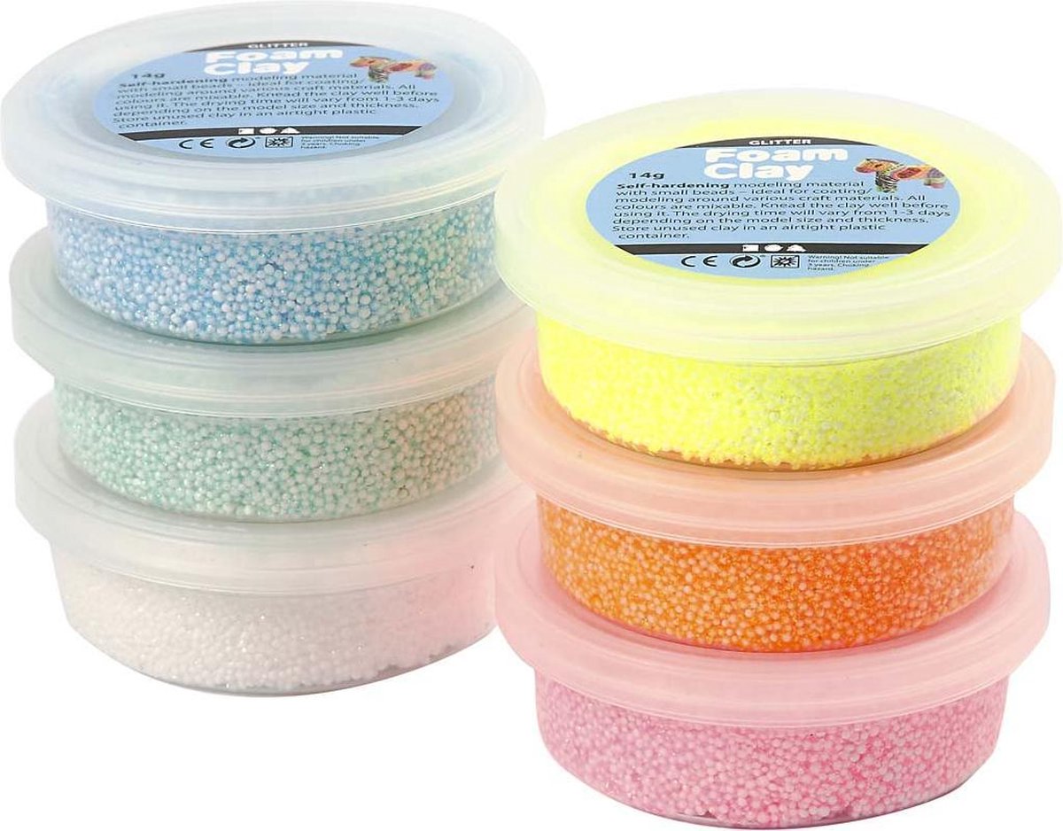 Aanpassen Bewolkt tijdschrift Foam Clay set met 6 Kleuren met Glitter - klei | bol.com